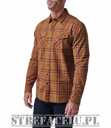 Men's Shirt, Manufacturer : 5.11, Model : Gunner Plaid Long Sleeve Shirt, Color : Rstd Brly Plaid