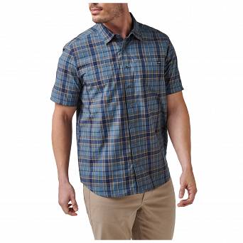 Men's Shirt, Manufacturer : 5.11, Model : Wyatt Short Sleeve Plaid, Color : Blue Plaid