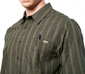 Men's Shirt, Manufacturer : 5.11, Model : Echo Long Sleeve Shirt, Color : Green Plaid