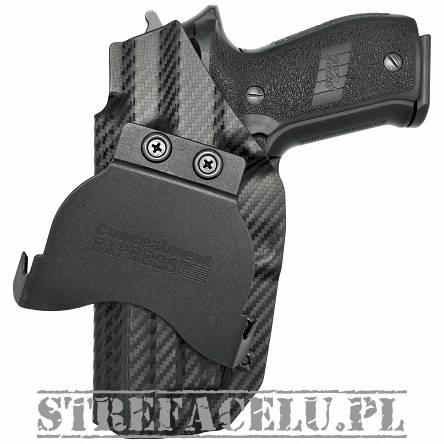 OWB Holster, Compatibility : Sig P226 with rail, Manufacturer : Concealment Express, Material : Kydex, For Persons : Right Handed, Finish : Carbon