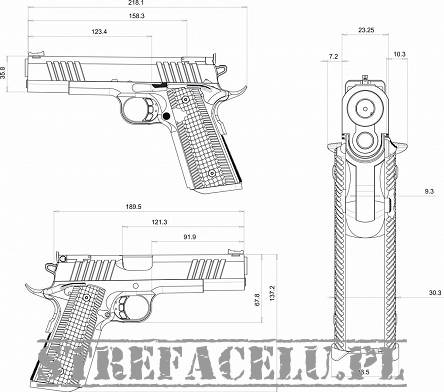 Pistolet Bul Armory 1911 TROPHY kal. 9x19, TIN Bushing barrel
