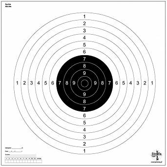 Shooting target (sport pistol 25m) - "Psp-25m",Ring pattern - 10 pieces.