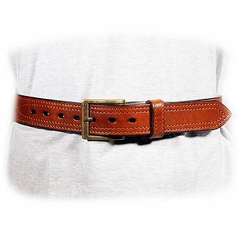 Leather belt, stiff to carry weapons - brown size L (105cm)
