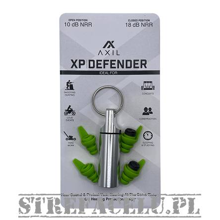 Earplugs; Model : XP Defender, Manufacturer : AXIL, Size : M/L, Color : Green