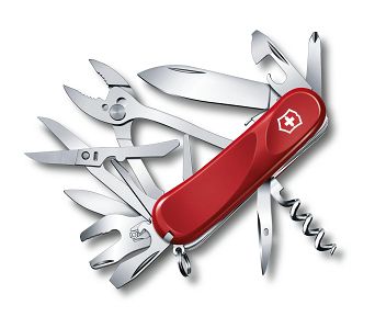 Knife, Manufacture : Victorinox (Switzerland ), Model : Evolution S557 85mm, Color : Red