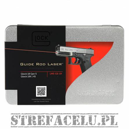 Laser pointer in guide rod , for the :Glock 19, 19MOS, 19X, 45 Gen5 Pistols - Red - Lasermax LMS-G5-19