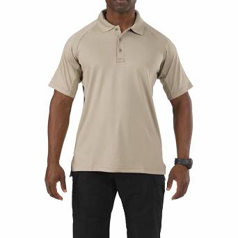 Men's Polo, Manufacturer : 5.11, Model : Performance Short Sleeve Polo, Color : Silver Tan