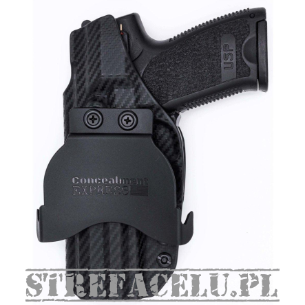 OWB Holster, Compatibility : H&K USP 9/40 FS, Manufacturer : Concealment Express, Material : Kydex, For Persons : Right Handed, Finish : Carbon