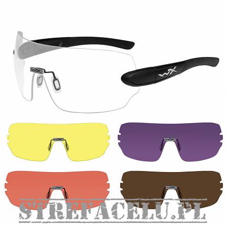 WileyX Detection Glasses; 5 Pairs Of Lenses : Clear, Yellow, Orange, Purple, Copper; Matte Black Frame