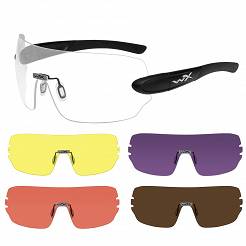 WileyX Detection Glasses; 5 Pairs Of Lenses : Clear, Yellow, Orange, Purple, Copper; Matte Black Frame
