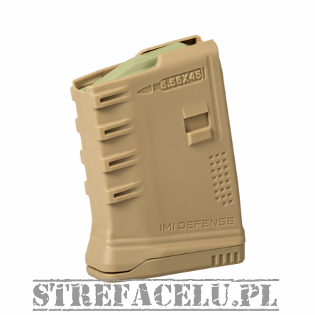 Polymer 2nd Generation Magazine, Manufacturer : IMI Defense (Israel), Compatibility : AR15/M16, Capacity : 10 rounds Limited To 5 rounds, Caliber : 5.56/.223Rem, Color : Desert Tan