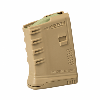 Polymer 2nd Generation Magazine, Manufacturer : IMI Defense (Israel), Compatibility : AR15/M16, Capacity : 10 rounds Limited To 5 rounds, Caliber : 5.56/.223Rem, Color : Desert Tan