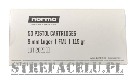 9mm Round, Manufacturer : Norma, Bullet Weight : 7,5g