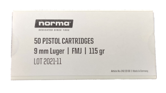 9mm Round, Manufacturer : Norma, Bullet Weight : 7,5g