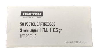 9mm Round, Manufacturer : Norma, Bullet Weight : 7,5g