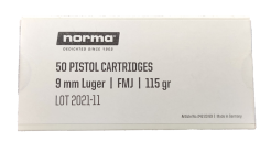 9mm Round, Manufacturer : Norma, Bullet Weight : 7,5g