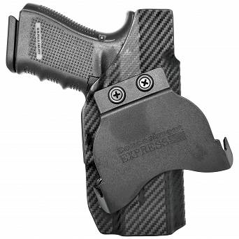 OWB Holster, Compatibility : Glock 17/19/22/23/26/27/31/32/33/34/45, Manufacturer : Concealment Express, Material : Kydex, For Persons : Left Handed, Finish : Carbon