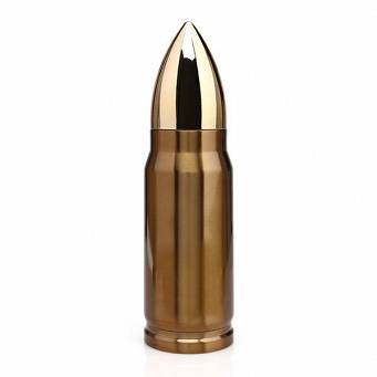 Thermos, In The Form Of An Artillery Bullet, Color : Gold
