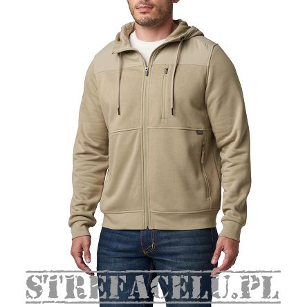 Men's Hoodie, Manufacturer : 5.11, Model : Arms Full Zip Jacket, Color : Silver Tan