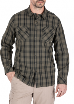 Men's Shirt, Manufacturer : 5.11, Model : Peak Long Sleeve Shirt, Color : Ranger Green Plaid 