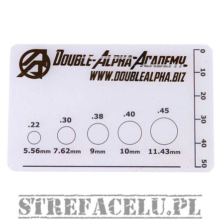 Card for measuring the caliber of holes, IPSC,  DAA  -  Scoring Overlay Gauge
