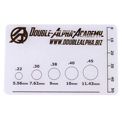 Card for measuring the caliber of holes, IPSC,  DAA  -  Scoring Overlay Gauge
